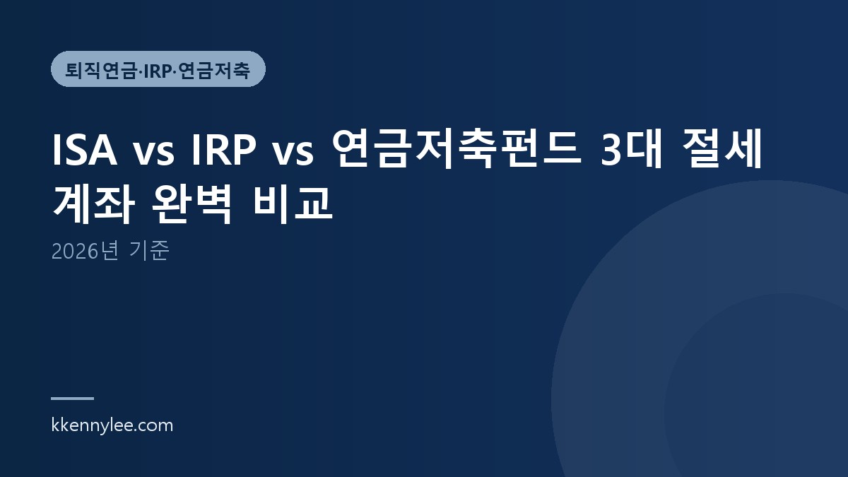 ISA vs IRP vs 연금저축펀드 3대 절세 계좌 완벽 비교 (2026년 기준)