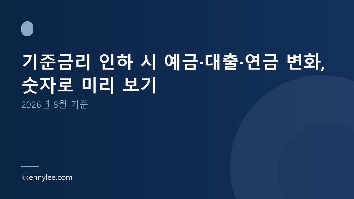기준금리 인하 시 예금·대출·연금 변화, 숫자로 미리 보기(2026년 8월 기준)